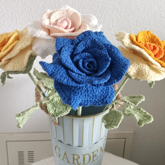 DIY Crochet Kit for Beginners, Includes Crochet Yarn Crochet Hooks, Super Large Blue Rose