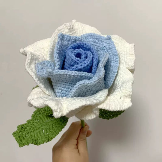 DIY Crochet Kit for Beginners, Includes Crochet Yarn Crochet Hooks, Super Large Light Blue Rose